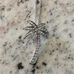 Platinum Diamond Palm Tree Necklace 